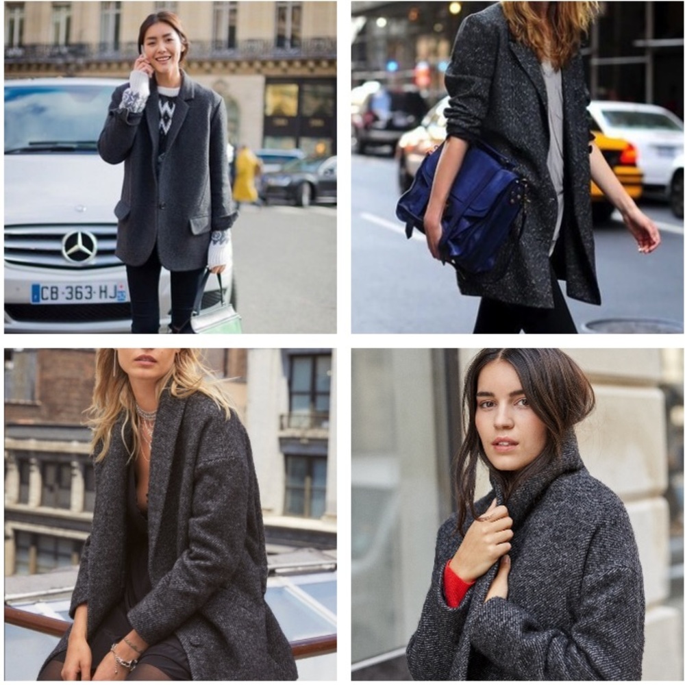 Vintage 100% wool grey gray blazer jacket coat